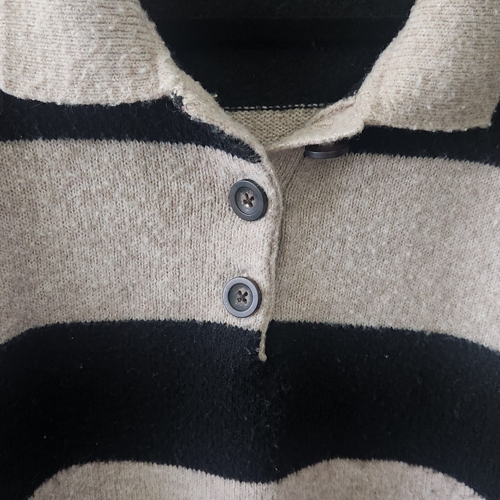 Universal Thread Black & Taupe Stripe Collared Polo Sweater XL - Picture 3 of 5
